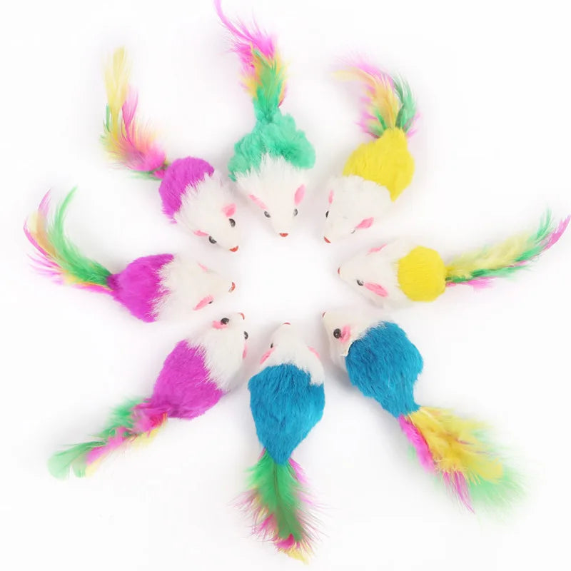 Wooden Cat Teaser Wand with Feather Toy