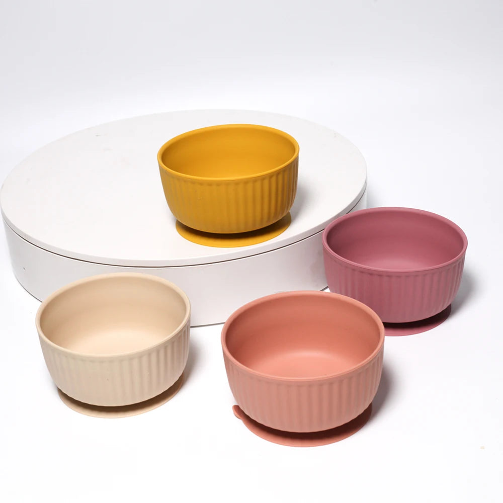 Striped Silicone Suction Cat Bowl