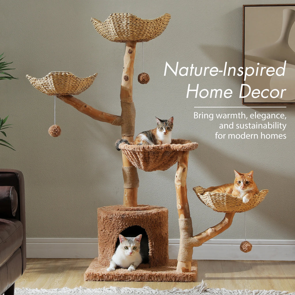 Multi-Level Cat Tree with Woven Basket Bed