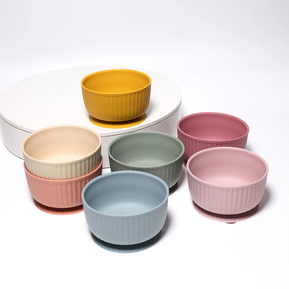 Striped Silicone Suction Cat Bowl