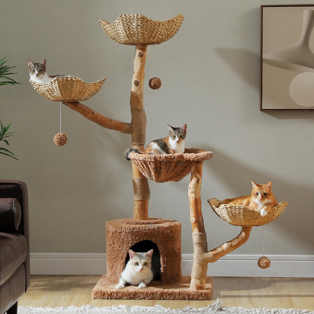 Multi-Level Cat Tree with Woven Basket Bed