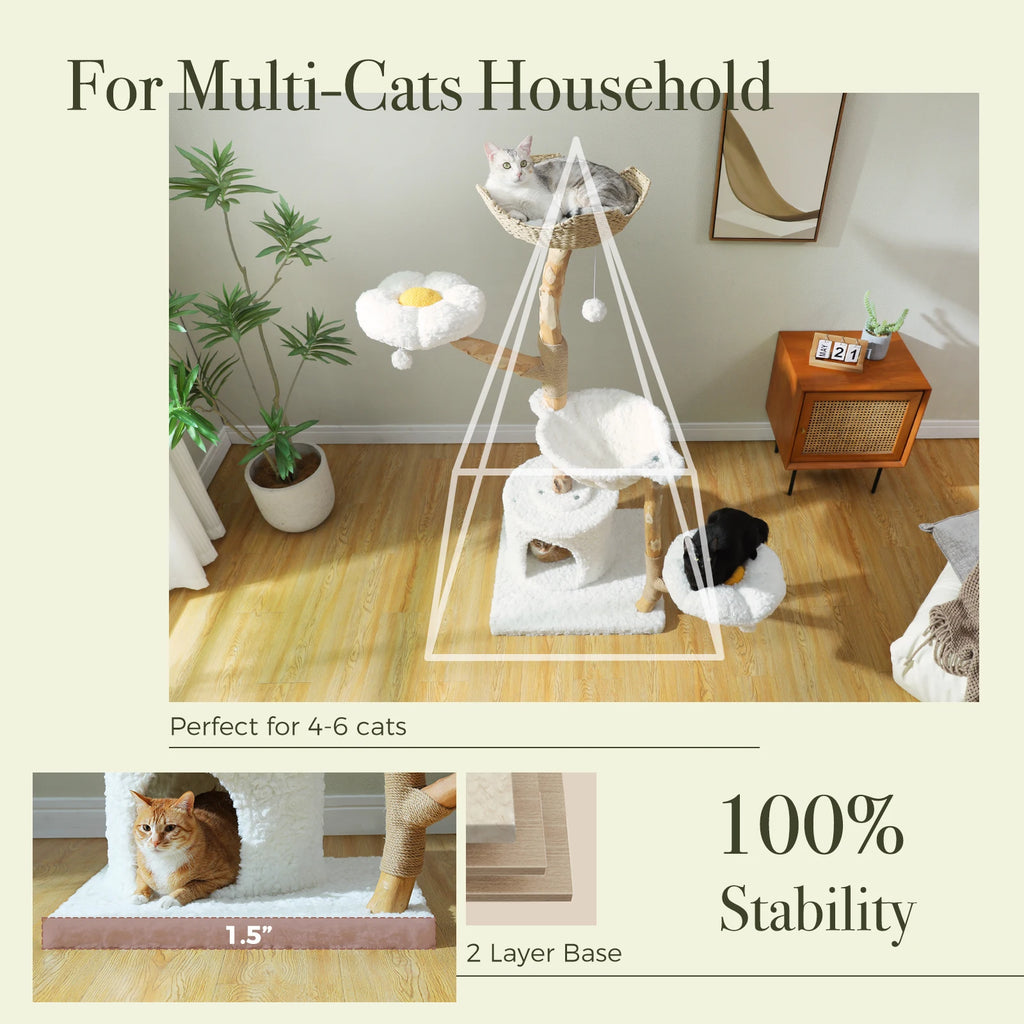 Multi-Level Cat Tree with Woven Basket Bed