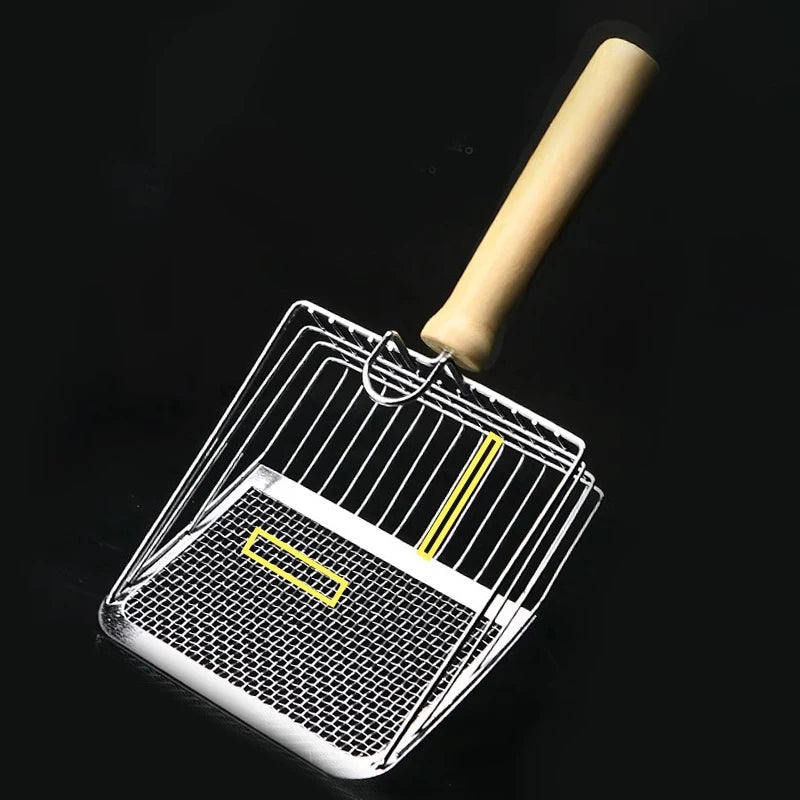 Wood-Handle Metal Cat Litter Scoop