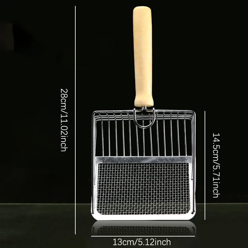 Wood-Handle Metal Cat Litter Scoop