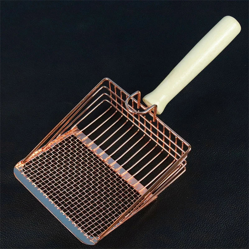 Wood-Handle Metal Cat Litter Scoop