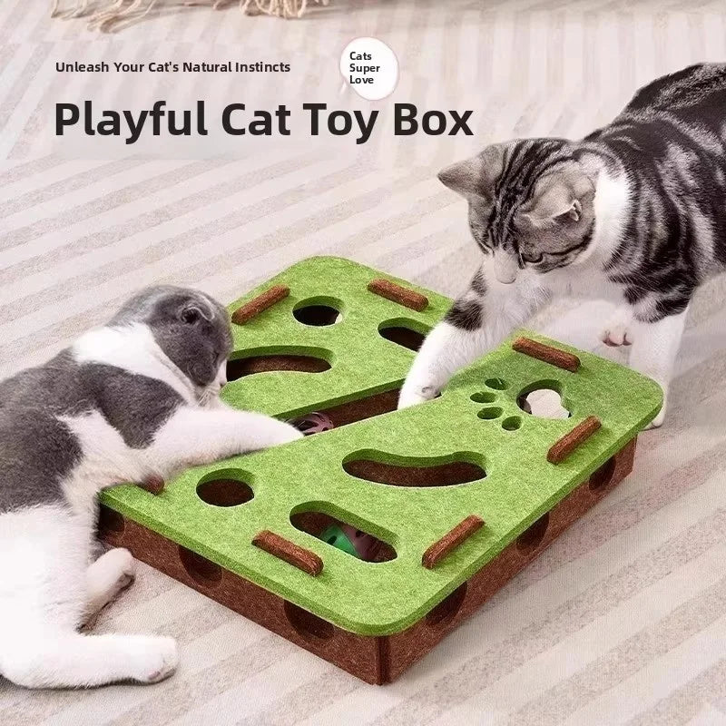 Felt Cat Treat Maze Puzzle Box