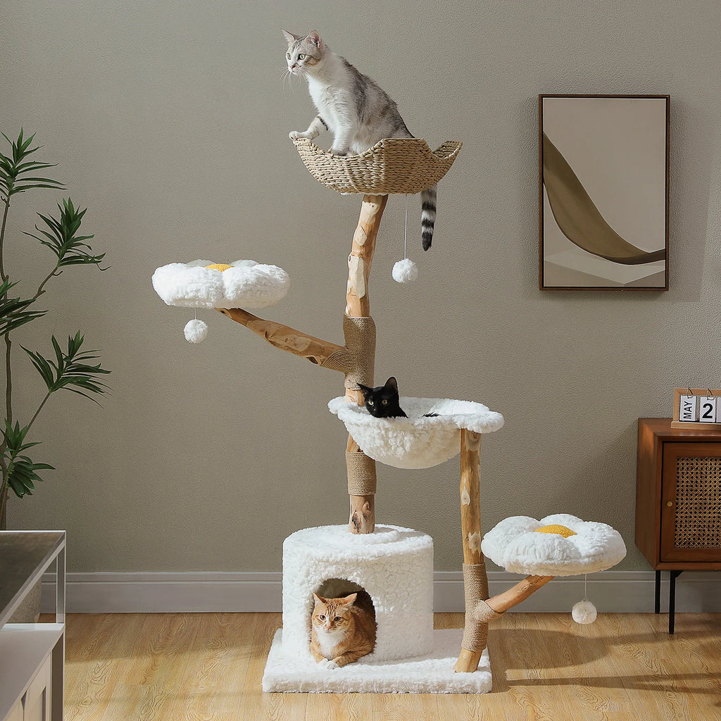 Multi-Level Cat Tree with Woven Basket Bed