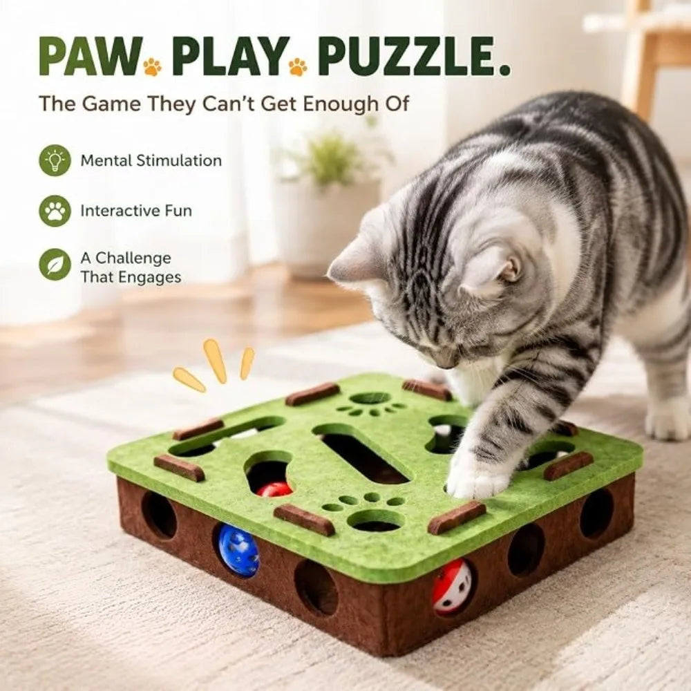 Felt Cat Treat Maze Puzzle Box