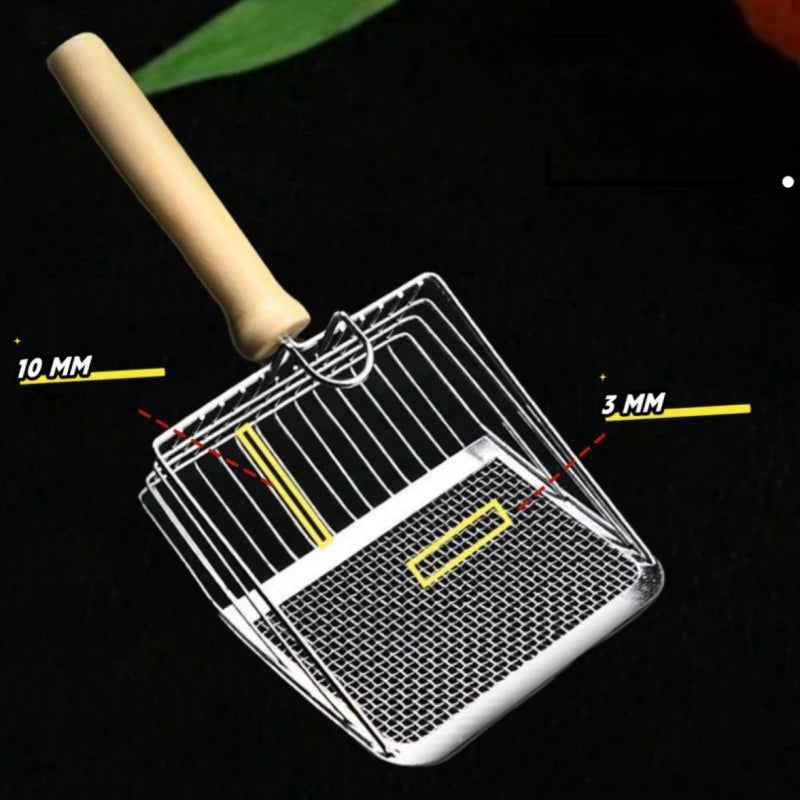 Wood-Handle Metal Cat Litter Scoop