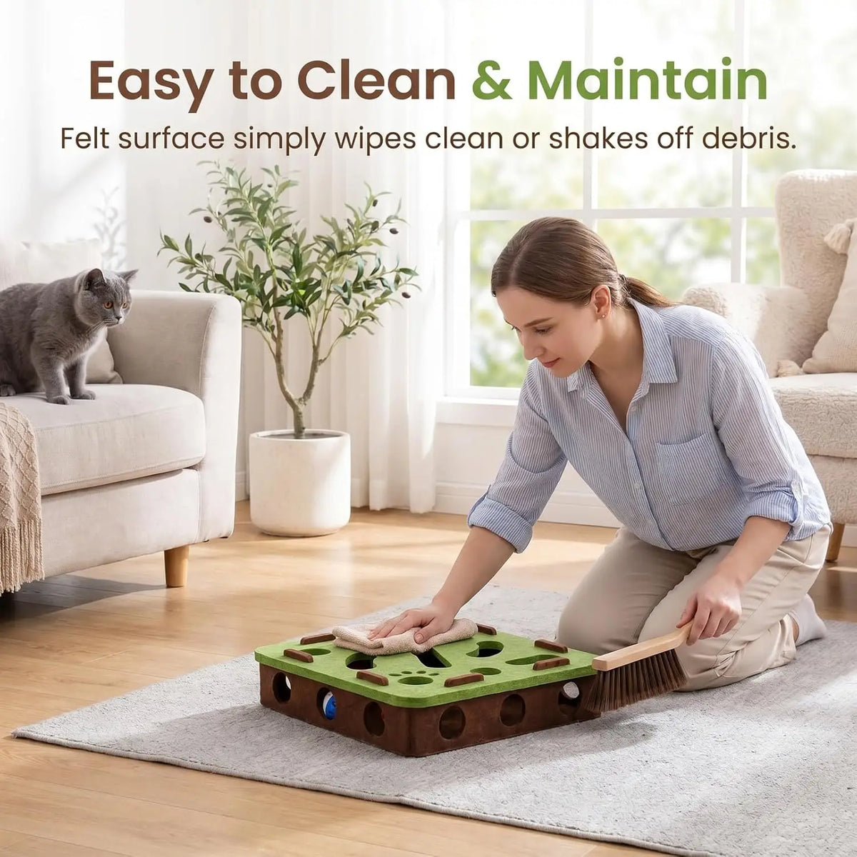 Felt Cat Treat Maze Puzzle Box