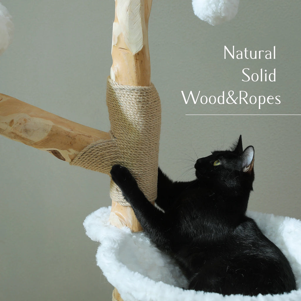 Multi-Level Cat Tree with Woven Basket Bed
