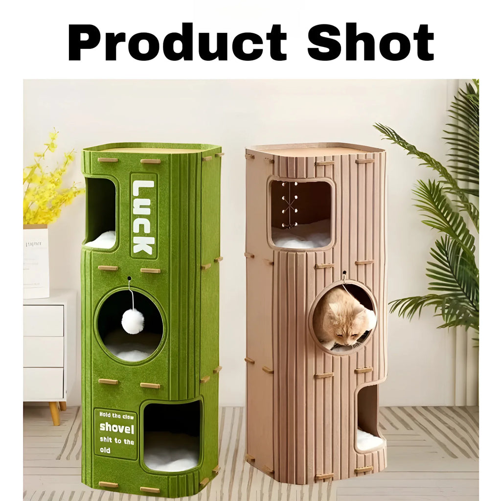 Multi-Level Enclosed Cat Nest Tower