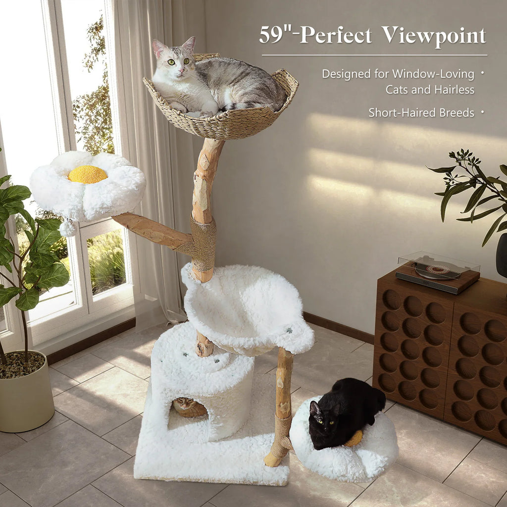 Multi-Level Cat Tree with Woven Basket Bed