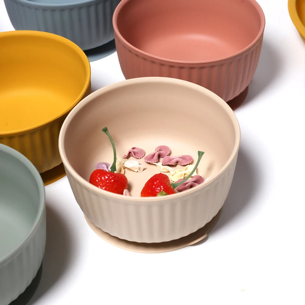 Striped Silicone Suction Cat Bowl