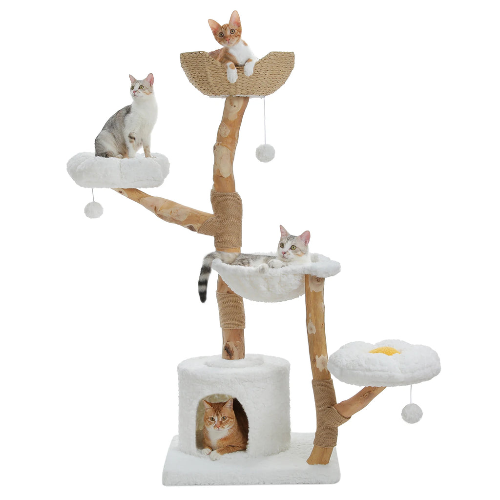 Multi-Level Cat Tree with Woven Basket Bed