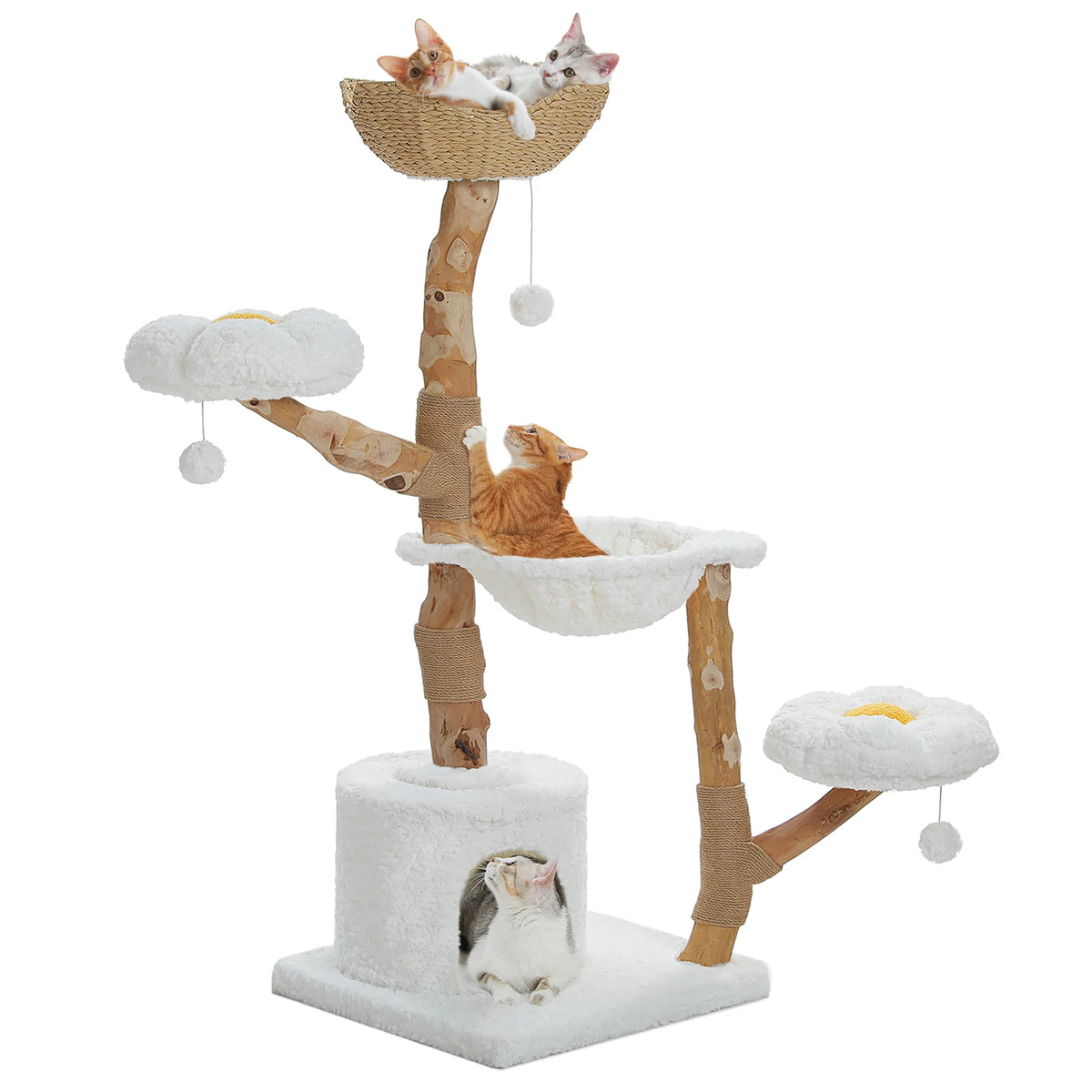 Multi-Level Cat Tree with Woven Basket Bed