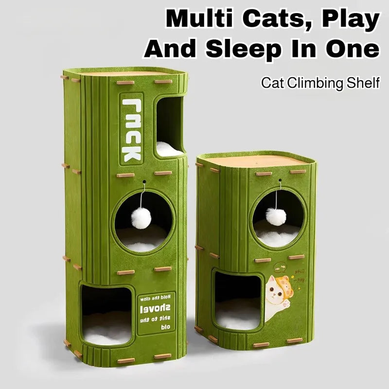 Multi-Level Enclosed Cat Nest Tower
