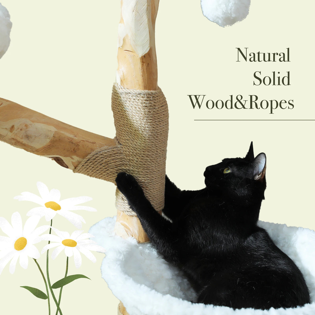 Multi-Level Cat Tree with Woven Basket Bed