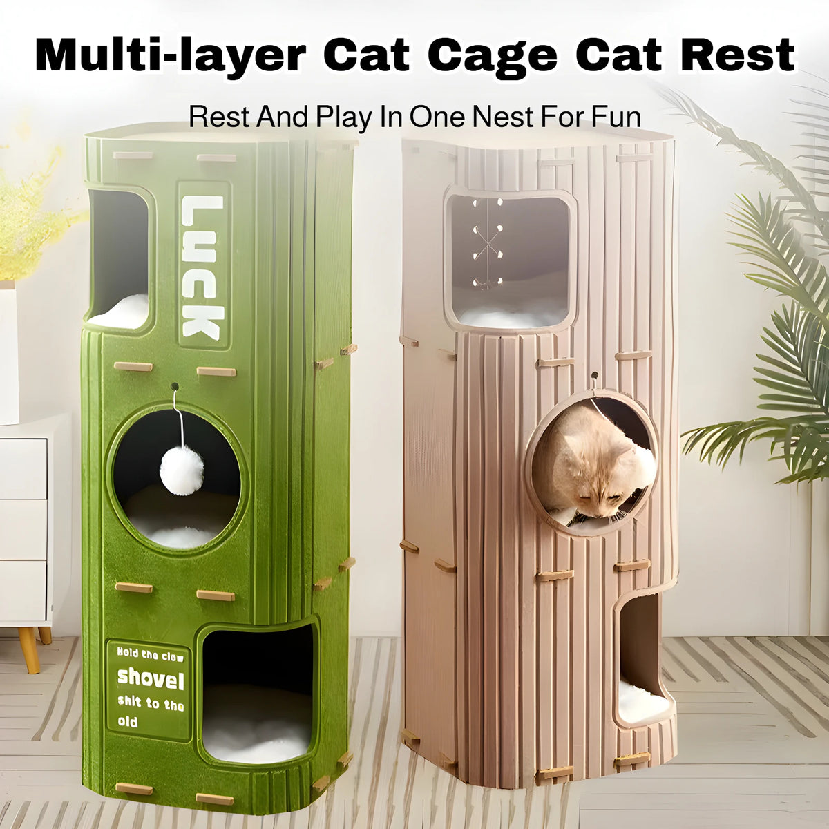 Multi-Level Enclosed Cat Nest Tower