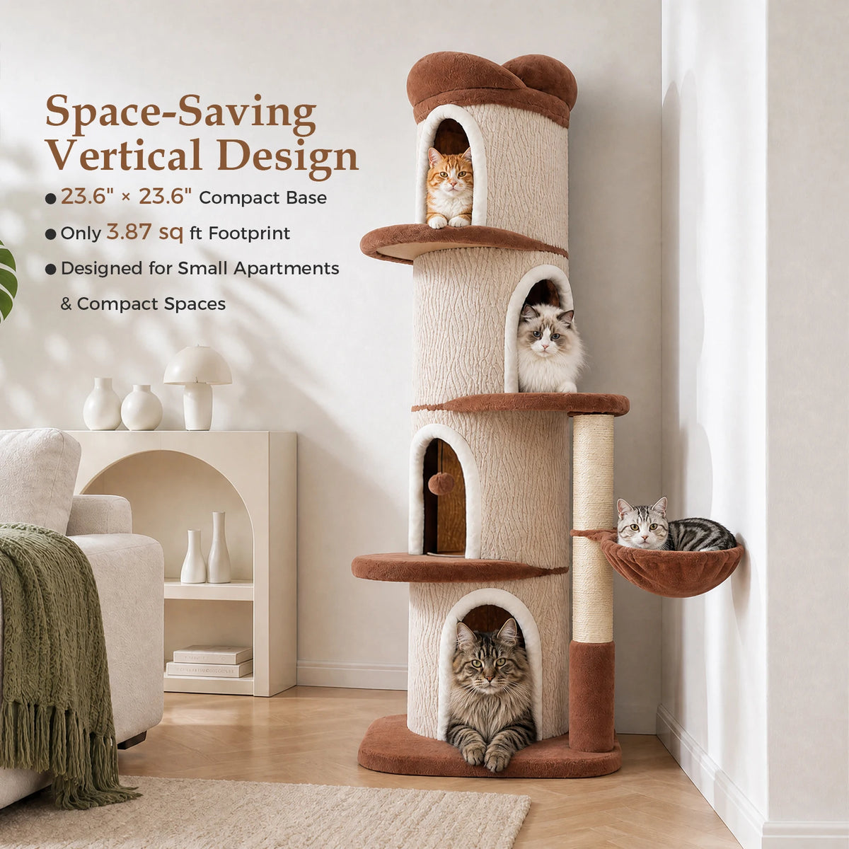Four-Condos Tall Cat Tower
