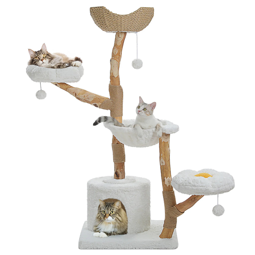 Multi-Level Cat Tree with Woven Basket Bed