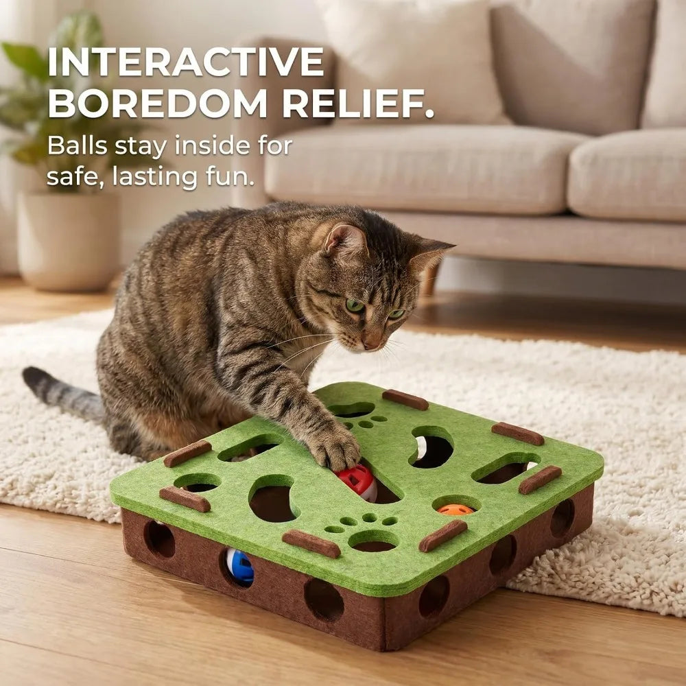 Felt Cat Treat Maze Puzzle Box