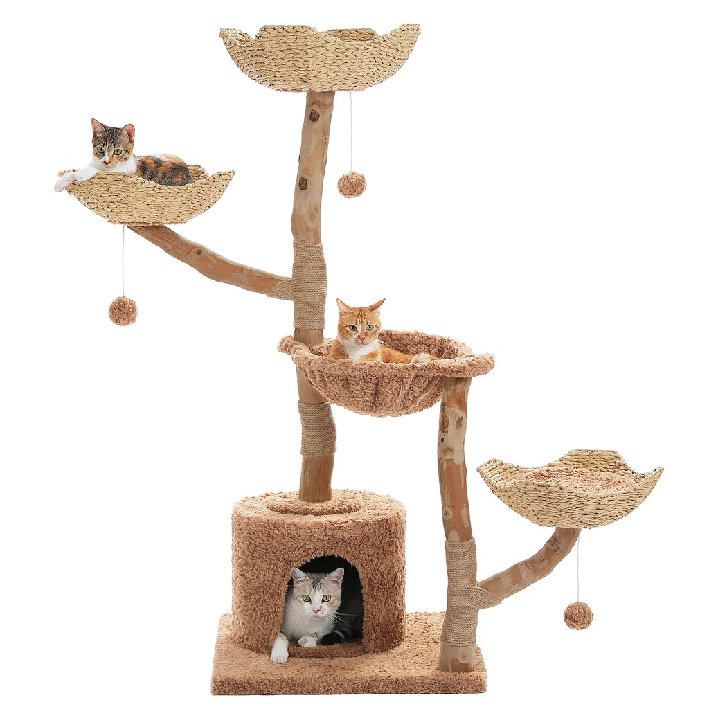 Multi-Level Cat Tree with Woven Basket Bed