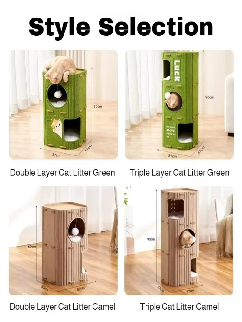 Multi-Level Enclosed Cat Nest Tower