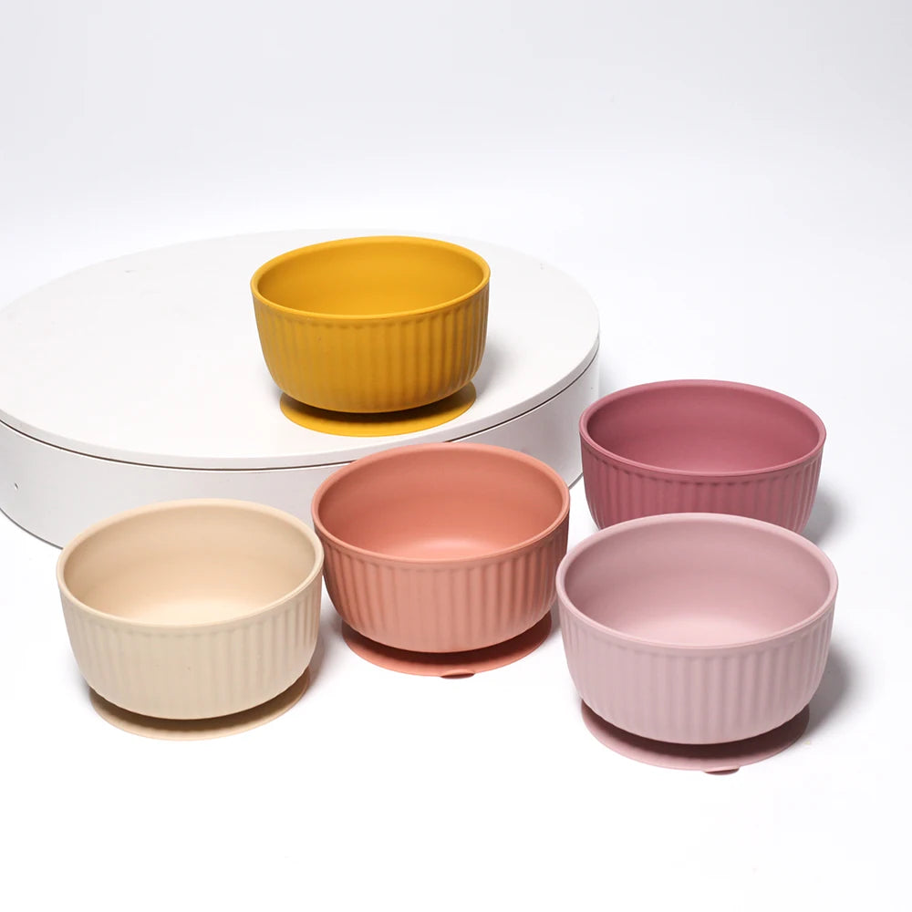Striped Silicone Suction Cat Bowl