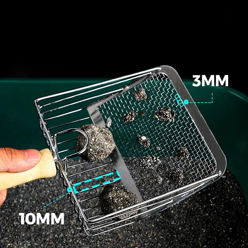Wood-Handle Metal Cat Litter Scoop