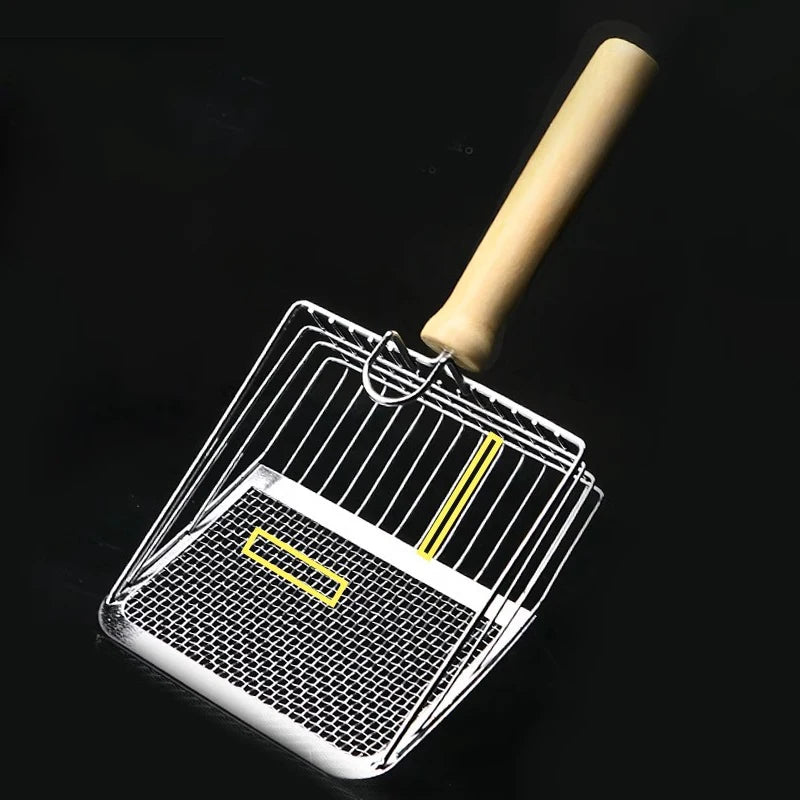 Wood-Handle Metal Cat Litter Scoop
