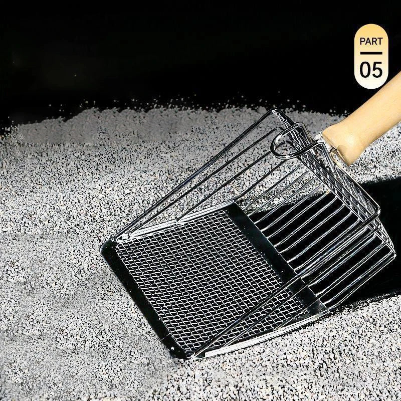 Wood-Handle Metal Cat Litter Scoop