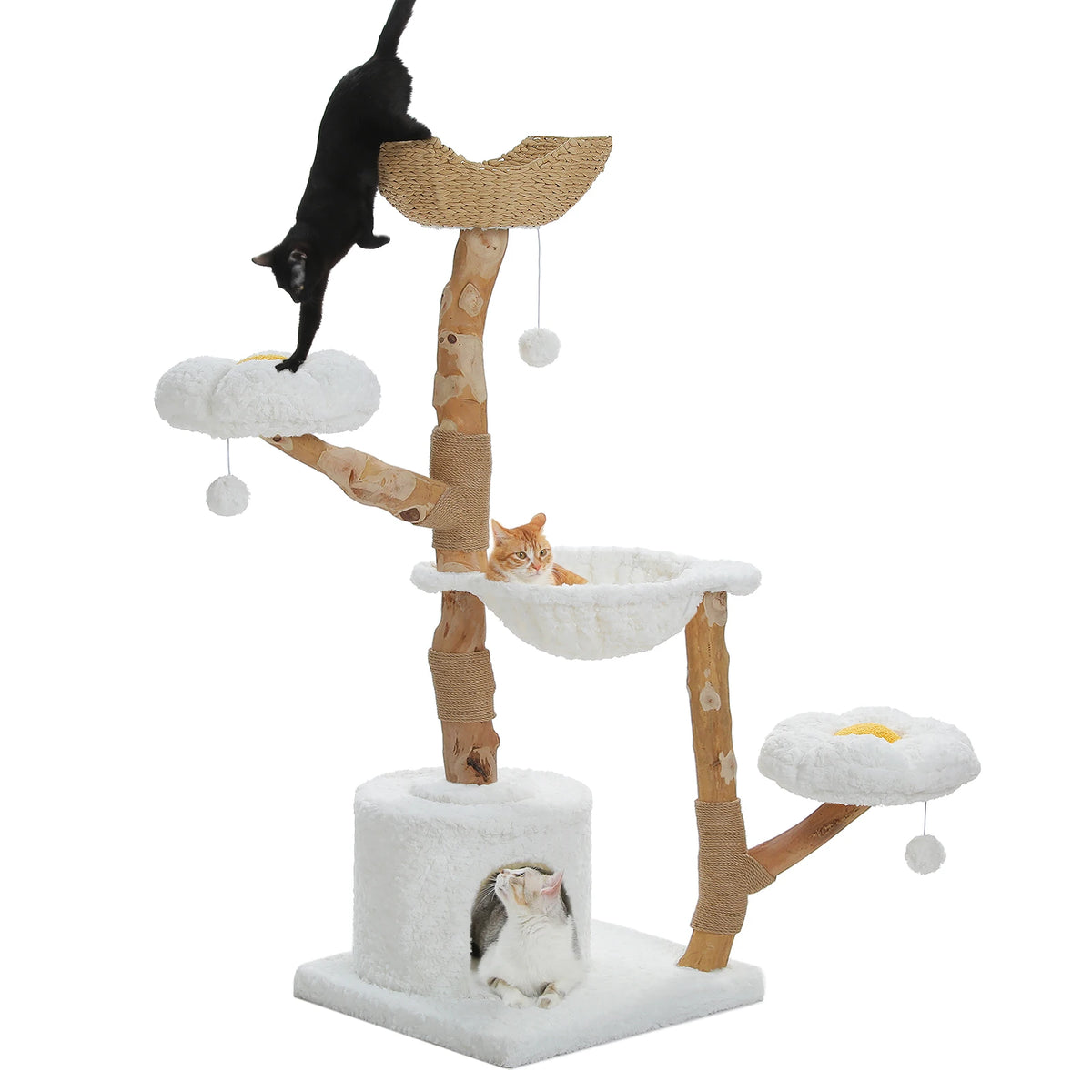 Multi-Level Cat Tree with Woven Basket Bed