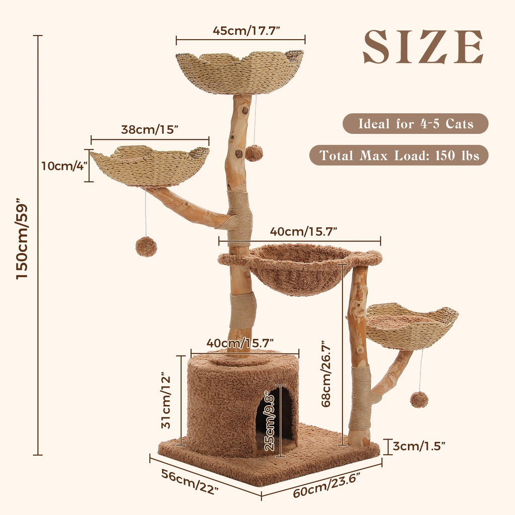 Multi-Level Cat Tree with Woven Basket Bed