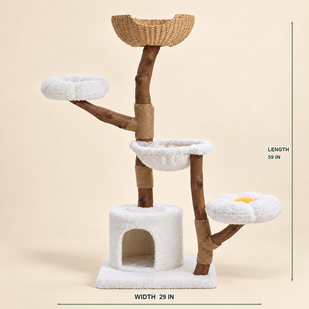 Multi-Level Cat Tree with Woven Basket Bed — cat-tree-basket-bed-variant-brown-04-dimensions.png