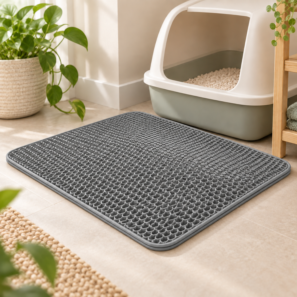 Double-Layer Honeycomb Cat Litter Mat — easy-clean-litter-mat-variant-gray-02-angle.png