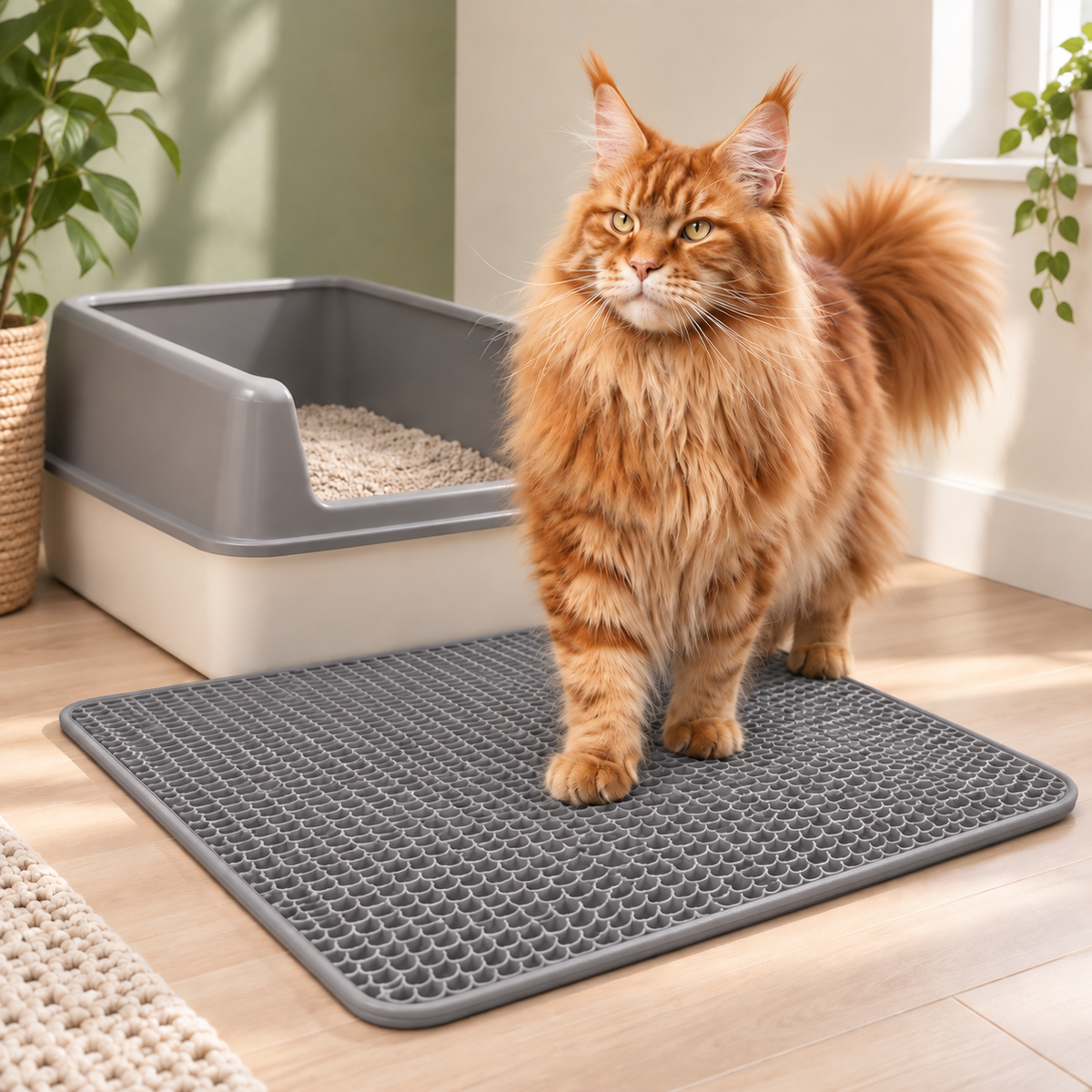 Double-Layer Honeycomb Cat Litter Mat — easy-clean-litter-mat-variant-gray-03-maine-coon.png