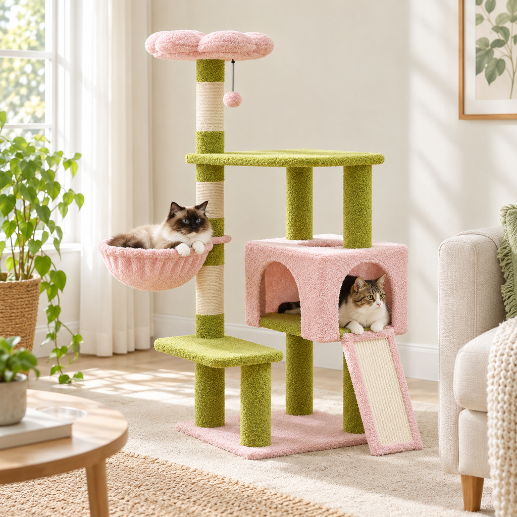 Flower Garden Cat Tree with Perches — flower-garden-cat-tree-02-angle.png