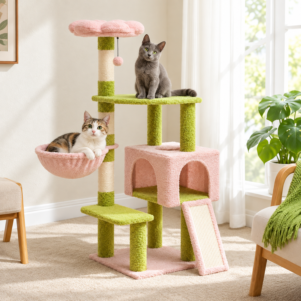 Flower Garden Cat Tree with Perches — flower-garden-cat-tree-03-cat.png