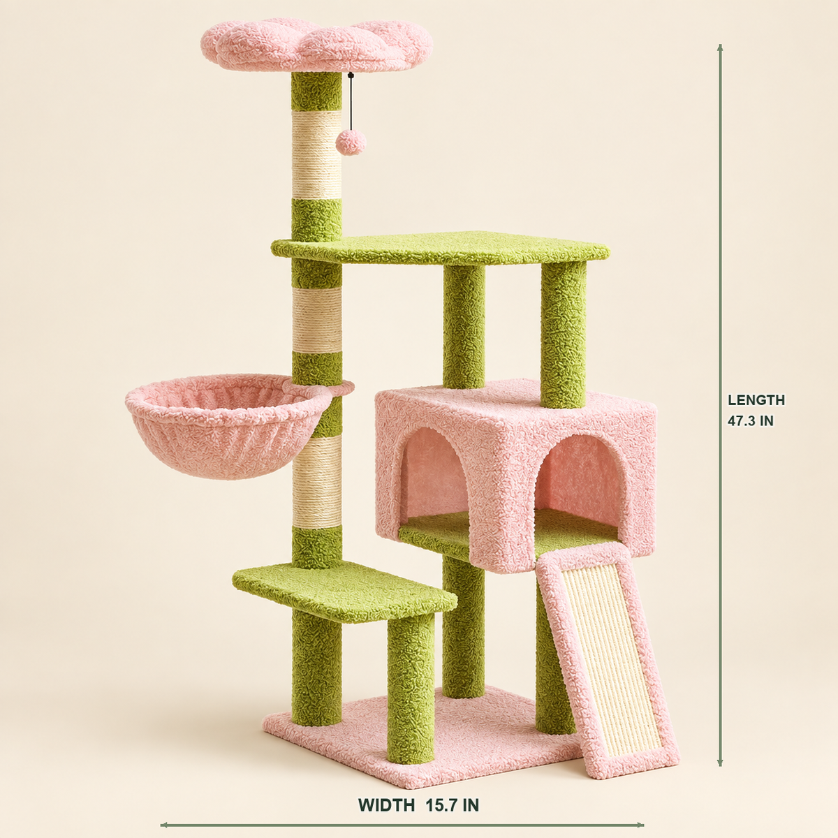 Flower Garden Cat Tree with Perches — flower-garden-cat-tree-04-dimensions.png