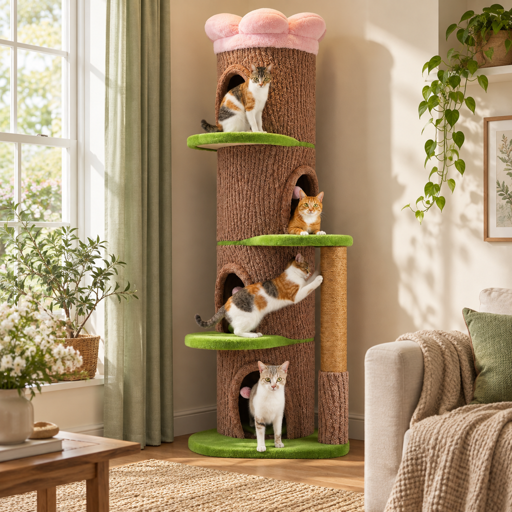 Four-Condos Tall Cat Tower — four-nook-cat-tower-02-angle.png