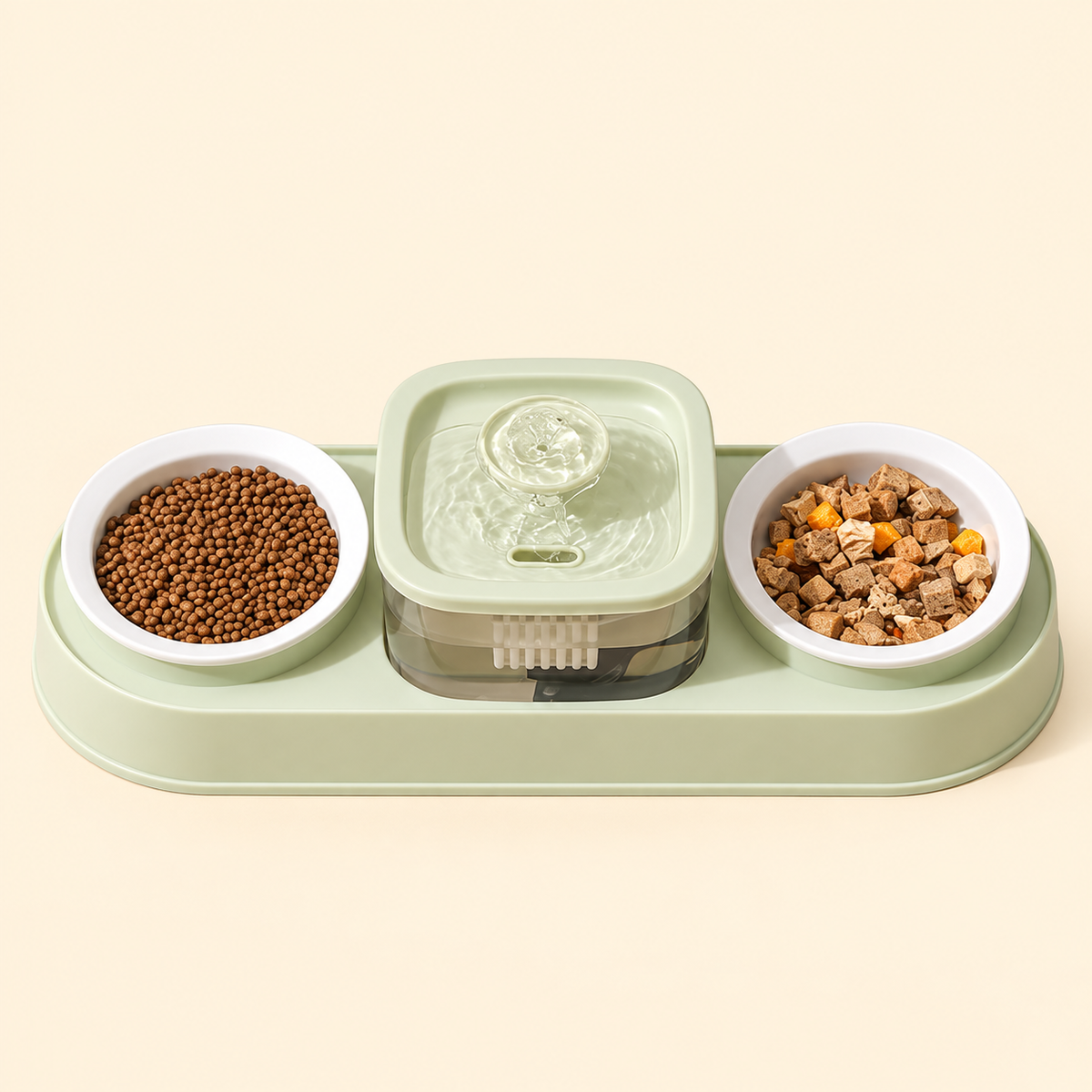 Cat Water Fountain with Double Bowl Set — gravity-water-food-set-02-angle.png