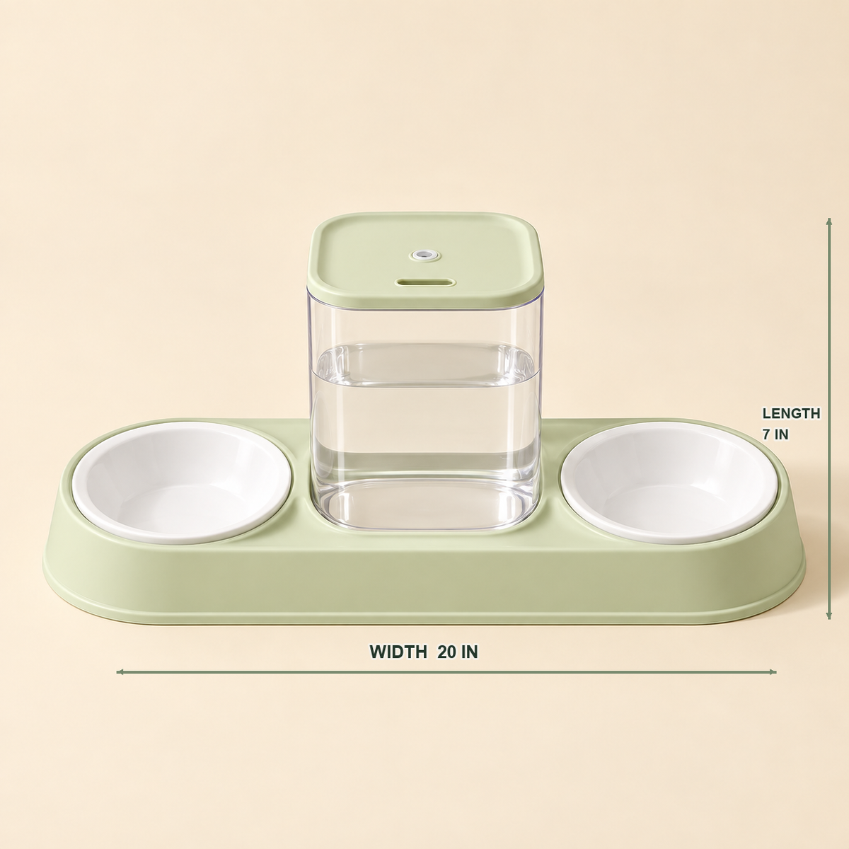Cat Water Fountain with Double Bowl Set — gravity-water-food-set-05-dimensions.png