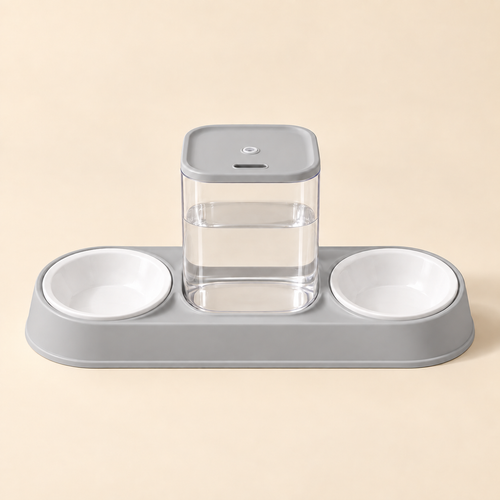 Cat Water Fountain with Double Bowl Set — gravity-water-food-set-variant-gray.png
