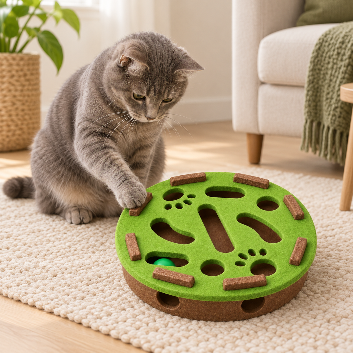 Round Felt Cat Treat Maze — green-round-felt-maze-corrected-03-cat.png