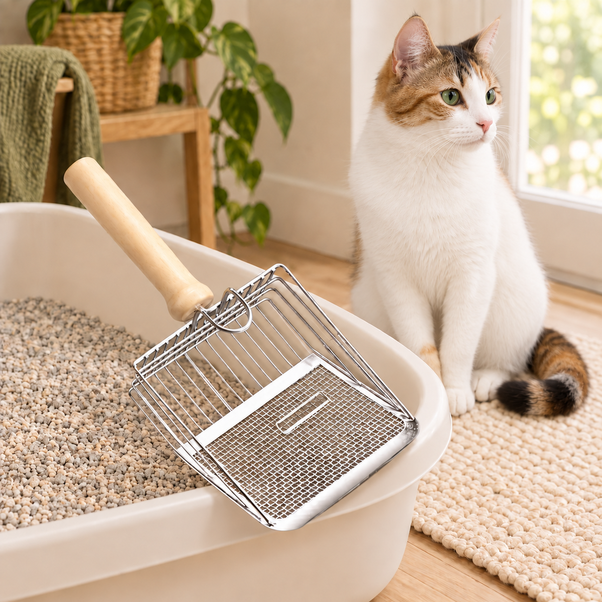 Wood-Handle Metal Cat Litter Scoop — litter-scoop-03-calico.png