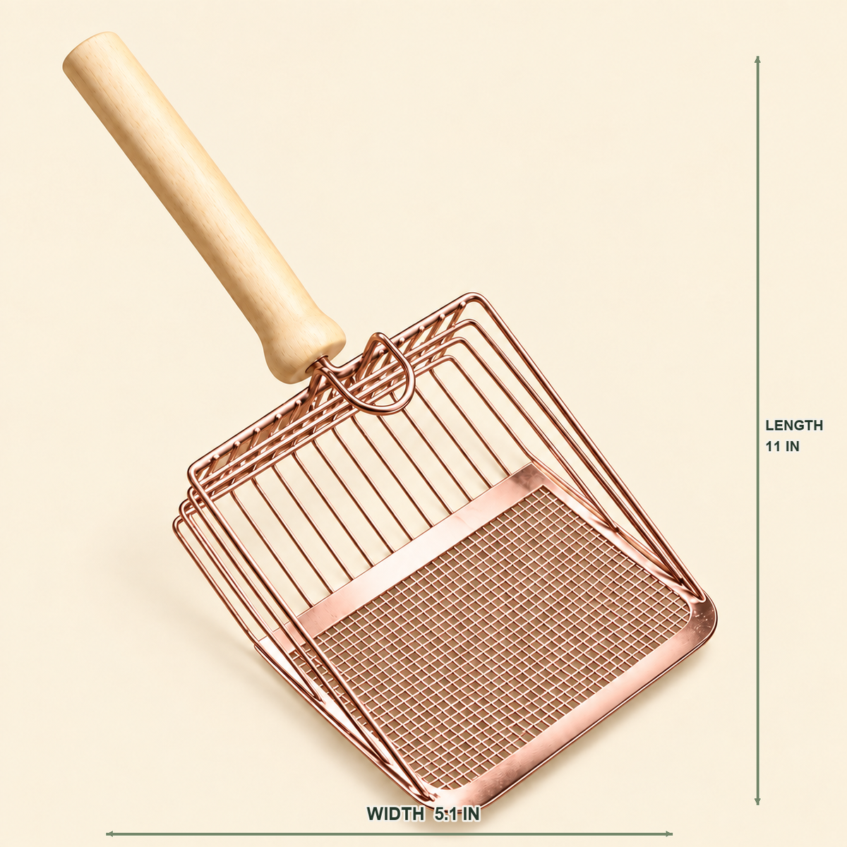 Wood-Handle Metal Cat Litter Scoop — litter-scoop-variant-rose-gold-04-dimensions.png