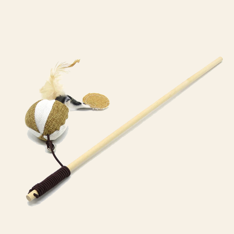 Wooden Cat Teaser Wand with Feather Toy — little-feather-wand-style-3-02-angle.png