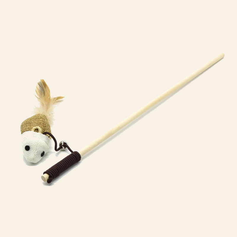 Wooden Cat Teaser Wand with Feather Toy — little-feather-wand-style-5-02-angle.png