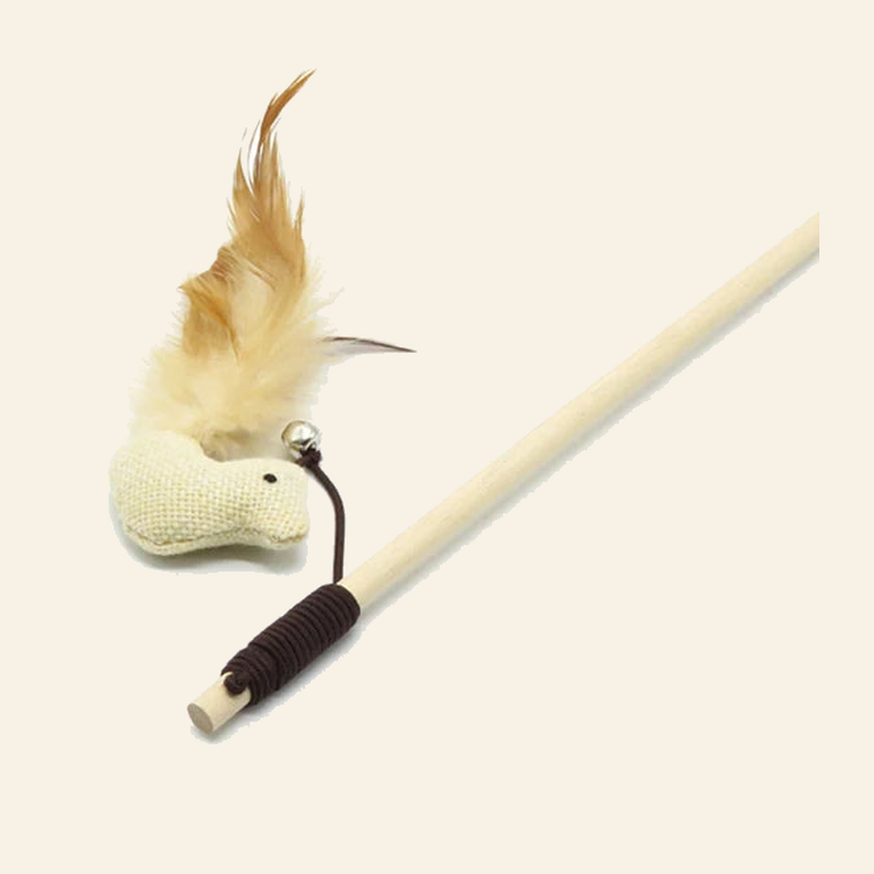 Wooden Cat Teaser Wand with Feather Toy — little-feather-wand-style-6-03-detail.png